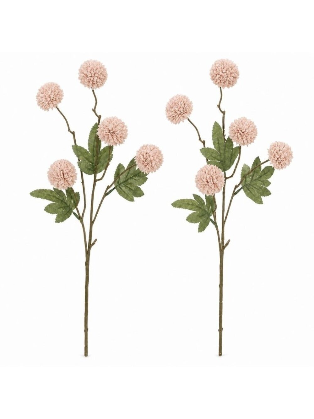 Set of 2 Artificial Silk Chrysanthemum Stems Nude Blush 20 Inch